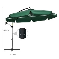 Outsunny Sombrilla De Jardín Ø293x240 Cm Parasol Excéntrico Con Rotación De 360° Manivela Base Cruzada Y Soporte De Acero Para Terraza Patio Balcón Verde -Tienda de muebles de jardín ce13f163ff3026fbddbdeca1f3638e2bd9af8908 bd487096a7834afea07cf64377700441