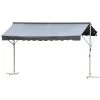 Outsunny Toldo De Pie Independiente 300x295x260 Cm Con Manivela Doble Cara Ángulo Ajustable Portátil Protección Solar Para Jardín Terraza Patio Gris