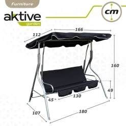 Balancín Para Jardín Negro C/toldo Inclinable 3 Plazas Aktive -Tienda de muebles de jardín cfc198fedf56ff8f8eab7f5d8481575c31e66fea 64535e2ceae14078a3af2e3420f79f97