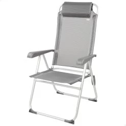 Silla Plegable Camping Antivuelco Y Multiposición Gris C/cojín Aktive