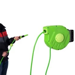 Outsunny Carrete Para Manguera Soporte Mural Portamanguera 10m Roll-up Automático Con Pistola De Pulverización Base De Pared Conector De Manguera Para Jardín Terraza -Tienda de muebles de jardín d03f21ef68186281b5518c402f2979e98f10c743 032c0d184a5940a2825d8ce0a497801c