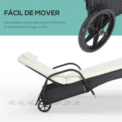 Outsunny Conjunto De 2 Tumbonas De Ratán De Jardín Chaise Longue Con Respaldo Ajustable En 5 Posiciones Cojines Acolchados Reposacabezas Y 2 Ruedas 200x73x72-103 Cm Negro -Tienda de muebles de jardín d0cc8085065261da877c4dea941839cd90d06a60 98f30556090146dc8310178fe746372b