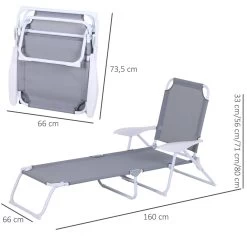 Outsunny Tumbona Reclinable Y Plegable De Jardín Con Respaldo Ajustable En 4 Posiciones Marco De Metal Texteline Transpirable 160x66x80 Cm Gris -Tienda de muebles de jardín d0e563803c02cf4ca3a79308b6cf28361761a6ed 9f055b2adc7b4f199491d111a8739fee