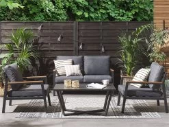 Conjunto De Jardín 4 Plazas Gris Oscuro DELIA