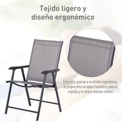 Outsunny Conjunto De 2 Sillas Plegables Para Exterior Con Reposabrazos Sillas Para Balcones Jardín Terraza Metal Texteline Carga 100kg 58x64x94 Cm Gris -Tienda de muebles de jardín d1d5480738bc4785b7857819c4dfacae62ec3fa2 a7ac4ab2a6f442be9e1d460ab2976aae