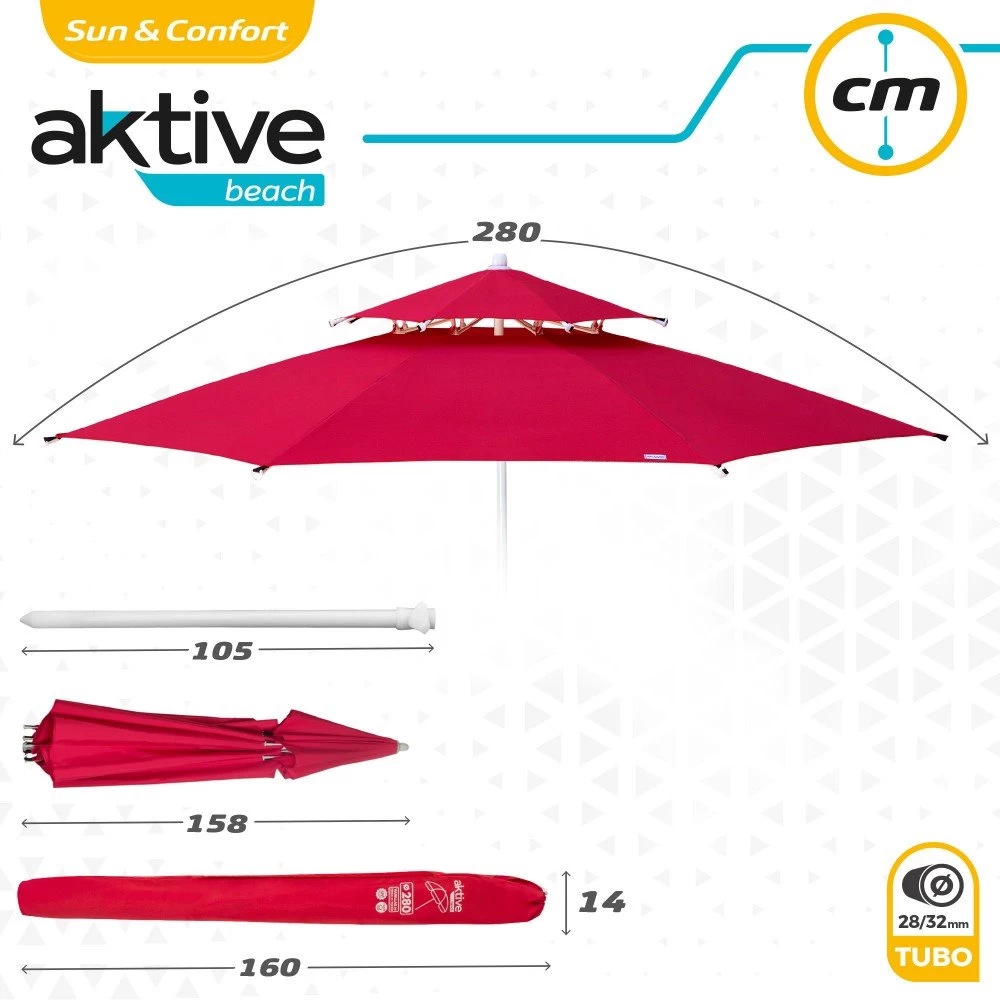Sombrilla Octogonal 280 Cm Doble Techo Y Protección UV35 +Aktive Beach 9 Sombrilla Octogonal 280 Cm Doble Techo Y Protección UV35 +Aktive Beach - Imagen 7