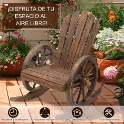 Outsunny Mecedora Rústica De Madera Maciza Para Exteriores Sillón Balancín De Terraza O Jardín 88x68x92 Cm Color Madera Envejecida -Tienda de muebles de jardín d2af0b785a0b4e3d4507c797481213d1806c8354 fa05193e311b404fb5e2989d0876cc39