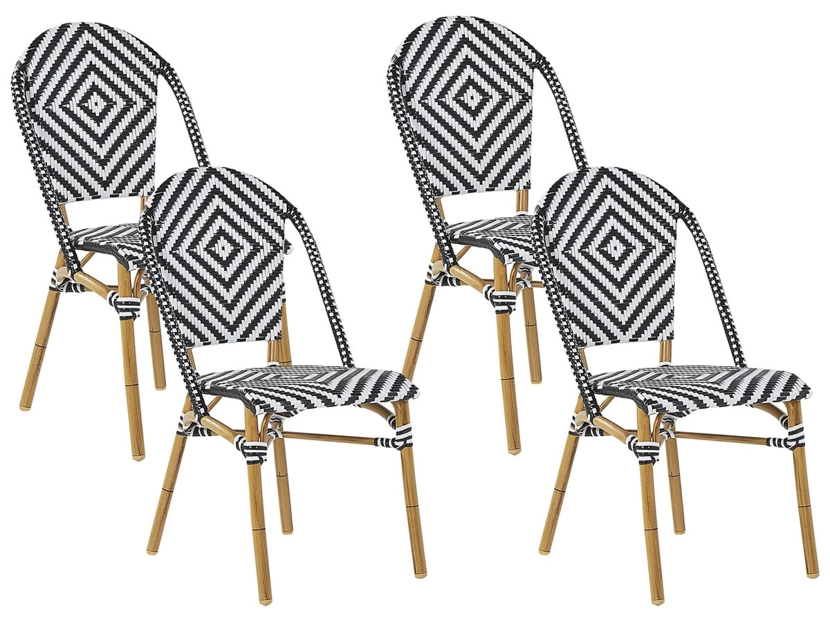 Conjunto De 4 Sillas De Jardín Negro/blanco RIFREDDO 4 Conjunto De 4 Sillas De Jardín Negro/blanco RIFREDDO - Imagen 2
