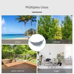 Outsunny Hamaca Doble Portátil De Algodón 285x150 Cm Con Bolsa De Transporte Para Exteriores Patio Jardín Playa Camping Carga 180 Kg Multicolor -Tienda de muebles de jardín d3c5590e5c6bea49f330298ee97329aae4cf449e aff0324333e445fe93082fa78fc6ac9e