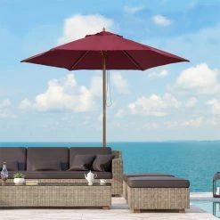 Outsunny Sombrilla Parasol De Madera Ø250x230cm Para Exterior Con 6 Varillas Sistema De Cuerda Con Fijación Desmontable Portátil Fácil De Guardar Y Transportar Granate -Tienda de muebles de jardín d60ddc7bc4ec17e9108e9d71d3582c668ce3d8a3 2cea4502a2d3486c8630634091145382