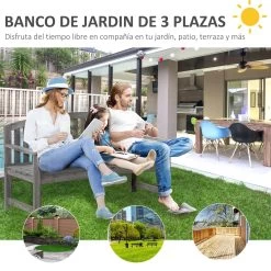 Outsunny Banco De Jardín De 2 Plazas Banco Listones De Madera Con Respaldo Y Reposabrazos Para Terraza Balcón Patio Exterior Carga 320 Kg 140x50x85 Cm Gris -Tienda de muebles de jardín d613b7a45a77fa488ee117806dbbf678e748a956 cc3575e0a7244627bccb8d1e2242afd8