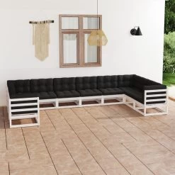 Set De Muebles De Jardín 10 Pzas Con Cojines Madera Pino Blanco VidaXL -Tienda de muebles de jardín d6bafc91a58a1f0fa387fcf365c91d78dd7cf93c eaec495f96a74931bb9fa7a6522137cd