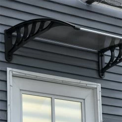 Outsunny Tejadillo De Protección 103x96,5x27 Cm Marquesina Exterior Para Puertas Y Ventanas Contra Sol Y Lluvia Con Soporte Aleación De Aluminio Policarbonato Marrón Translúcido -Tienda de muebles de jardín d6ce558a1d4b95857e149e6bde724368732665c7 6796486a028f4327920d2e4a19189c1b