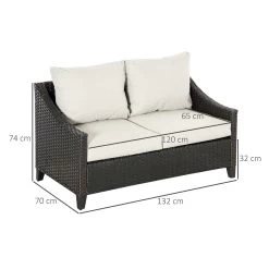 Outsunny Sofá De Ratán De 2 Plazas Sofá De Jardín Exterior Con Cojines Acolchados Almohadas Con Cremallera Y Pies Ajustables Para Terraza Balcón Patio 132x70x74 Cm Marrón -Tienda de muebles de jardín d70225ad3300398b34b8be742dbba53aa556bd23 9fbce7c0f3894342b768ff8a3e58a540