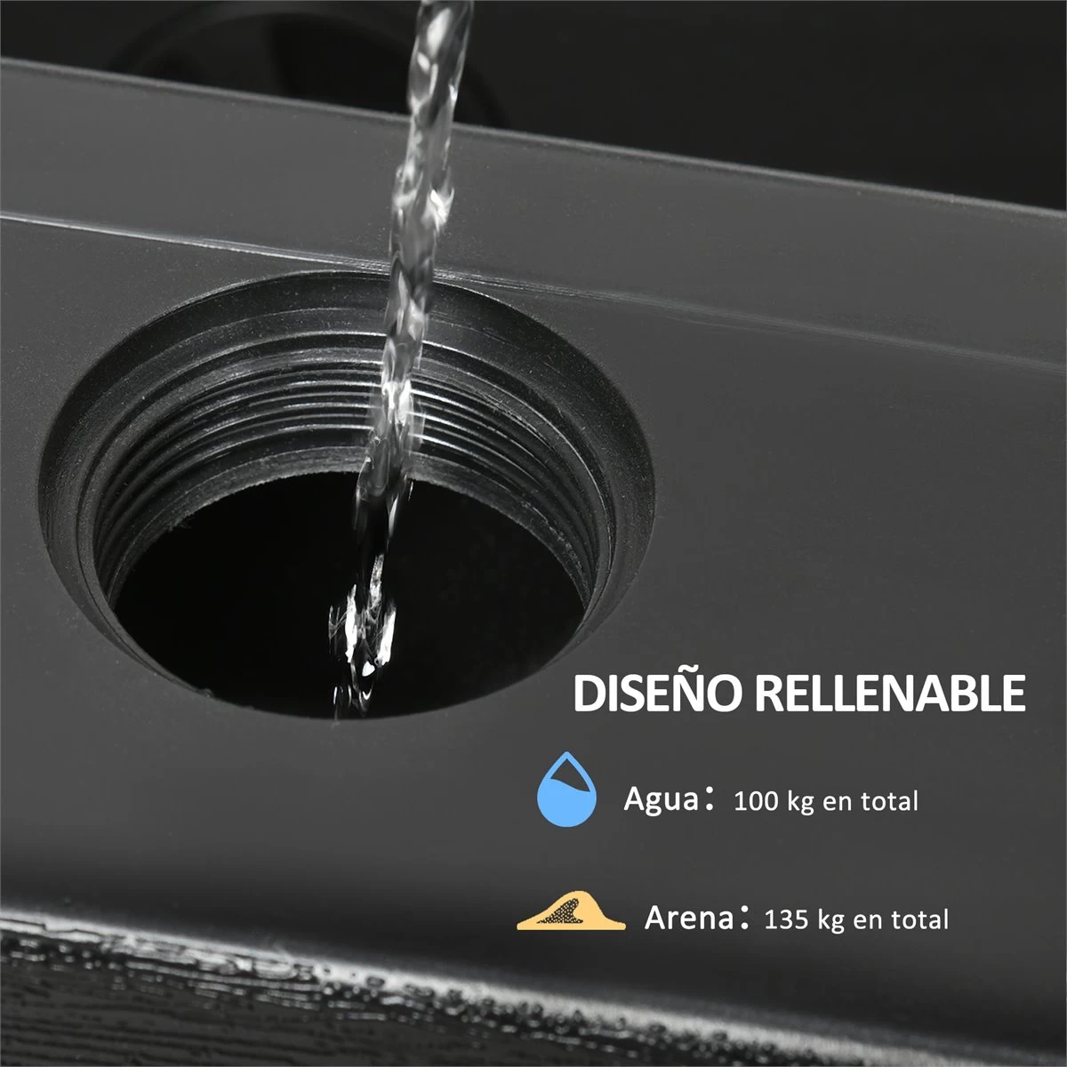 Outsunny Pesos De Base De Sombrilla En Voladizo De 4 Piezas Soporte De Parasol De Patio Rellenable De Agua De 100 Kg O Arena De 135 Kg Para Base Cruzada 98x98x18,5 Cm Negro 7 Outsunny Pesos De Base De Sombrilla En Voladizo De 4 Piezas Soporte De Parasol De Patio Rellenable De Agua De 100 Kg O Arena De 135 Kg Para Base Cruzada 98x98x18,5 Cm Negro - Imagen 5