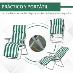 Outsunny 2 Tumbonas Plegables De Jardín Sillas De Gravedad Cero De Acero Con Cojín Acolchado Respaldo Ajustable En 5 Posiciones Y Reposapiés 60x75x50-102 Cm Rayas Verde -Tienda de muebles de jardín d80bea0732a59b2330736744412e7ade7b5aedb4 3c34b6924c1c42c3a437e53365446560