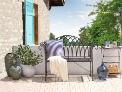 Banco De Jardín De Metal Negro/blanco Crema 130 Cm MILAZZO