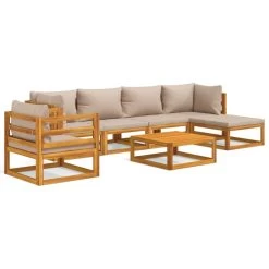 Set Muebles De Jardín 7 Pzasy Cojines VidaXL