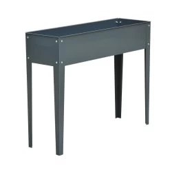 Outsunny Jardinera Elevada Cama De Jardín Elevada Rectangular Mesa De Cultivo Para Plantas Verduras Y Flores Con 3 Orificios De Drenaje 100x30x80 Cm Gris