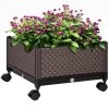 Outsunny Jardinera De Plástico Con Ruedas Macetero De Jardín Con Agujeros De Drenaje Para Cultivo De Plantas En Exterior Patio Terraza 50x50x33 Cm Marrón -Tienda de muebles de jardín daf53534a03de06b62022da1d49b6150ccde48ba aab34525ab454c57bea3a8f65c83061d