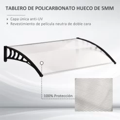 Outsunny Tejadillo De Protección Para Puertas Ventanas Contra Sol Y Lluvia Marquesina De Techo Diseño Moderno Aleación De Aluminio Duradero 122x89x24 Cm Transparente -Tienda de muebles de jardín db14a44e848fce7755ee76d72bd84bbd418b3f02 a29f338f9a1f4ecca3a9fd89af10b946