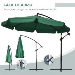 Outsunny Sombrilla De Jardín Ø293x240 Cm Parasol Excéntrico Con Rotación De 360° Manivela Base Cruzada Y Soporte De Acero Para Terraza Patio Balcón Verde -Tienda de muebles de jardín db56168057db3a70e2af55811727347957061317 2507e9af274d47d08b23f36af1c60766
