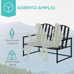 Outsunny Banco De Jardín De 2 Plazas Metal Con Respaldo Alto Y Reposabrazos Para Exterior Parque Patio Terraza Estilo Rústico Carga Máx. 220 Kg 108x63x80,5 Cm Negro -Tienda de muebles de jardín dcd2691ec270b746f0707453b5cc2a4939add464 a6c8d7b8355e41b5911b7127e33324d7