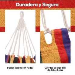 Outsunny Hamaca De Algodón Para Jardín 200x100 Cm Hamaca Colgante Portátil Carga Máx. 120 Kg Para Acampar Piscina Camping Rayas Multicolor -Tienda de muebles de jardín dd2c7a5b0fa1f7b3bc7e714c29c524196b5dd801 420dfb243e544ddd99ae8fd93dce28fa