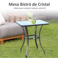 Outsunny Mesa Auxiliar De Cristal Templado Cuadrada Bordes Redondeados Mesita Cafépara Patio Terraza Balcón Negro Y Transparente 68,5x68,5x84 Cm -Tienda de muebles de jardín de06e7a65f3b5d9106f4e8c0c3730faba1204d46 789d3a362e85486b9f3afde5d29e5516