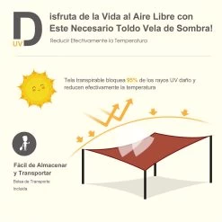 Outsunny Toldo Vela Rectángulo 3x4m Vela De Sombra Para Terraza Jardín Camping Resistente Al Agua Protección UV Poliéster Color Oxido Rojo -Tienda de muebles de jardín de070259551ab9856dc4cab4da40e9061247b49c 6e90d6484a6c40e891714518e500f09f