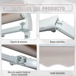 Outsunny Toldo Manual Con Manivela 3x2m Toldo Con Brazo Plegable Retráctil Ángulo Ajustable De Aluminio Protección Solar Para Puerta Ventanas Balcón Beige -Tienda de muebles de jardín debbee30ae857739b921a5cde12fa718b84f9287 f3af6d0a0ac44d12b8a5873c9917358e