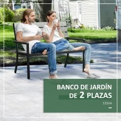 Outsunny Banco De Jardín De 2 Plazas De Plástico Banco Para Exterior Con Respaldo Reposabrazos Y Marco De Acero Para Terraza Balcón Porche Carga 240 Kg 122x65x92 Cm Gris -Tienda de muebles de jardín df5cf624ba615fe6aa368111fa316370a51bea19 065d4f316e7149daab91970e893a6fd2