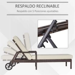 Outsunny Conjunto De 2 Tumbonas De Ratán De Jardín Con Cojines Acolchados Respaldo Ajustable En 5 Posiciones 2 Ruedas Y Tela Extraíble Lavable 67x196x51 Cm Crema -Tienda de muebles de jardín df8d5ad69c3c532221b4abf11ccd4b70e81140e8 556f0bf634ff4307b800bdd44c7bdfa7