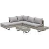 Outsunny Conjunto De Muebles Ratán De 3 Piezas Mesa De Centro Sofá Doble Y Sofá De 3 Plazas Con Cojines Extraíbles Para Jardín Terraza Patio Acero Gris