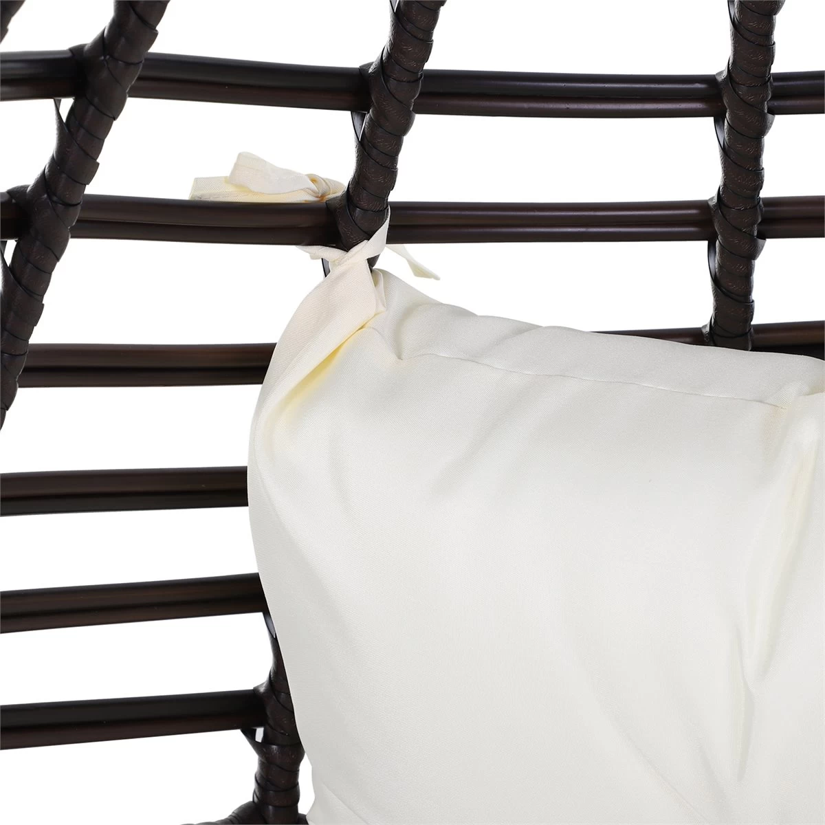 Outsunny Sillón De Ratán Balcón En Forma De Lágrima Con Cojín Acolchado De Algodón PP Estilo Moderno Para Exterior E Interior Carga 160 Kg 101x89x156 Cm Marrón Y Crema 6 Outsunny Sillón De Ratán Balcón En Forma De Lágrima Con Cojín Acolchado De Algodón PP Estilo Moderno Para Exterior E Interior Carga 160 Kg 101x89x156 Cm Marrón Y Crema - Imagen 4