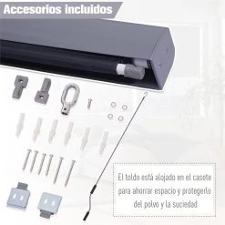 Outsunny Toldo Vertical Enrollable Con Manivela Protección UV Para Interior Y Exterior Balcón Porche Terraza 140x250 Cm Gris -Tienda de muebles de jardín e1496a0527a726eec565aa5a0edbf0bb33044223 4fe844b98d6d40d88bdc943d25adfa24
