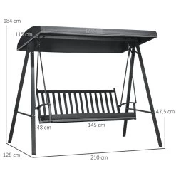Outsunny Columpio De Jardín De 3 Plazas Silla Balancín Con Toldo Inclinable Cojín Extraíble Y Marco De Acero Para Terraza Piscina Patio Carga 360 Kg 210x128x184 Cm Gris Oscuro -Tienda de muebles de jardín e1bd097cfe1ce9f32b4d7a2920e38d4ab4c529d1 4673eaf79a8a47df81fcadc1d3590757