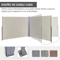 Outsunny Toldo Lateral Retráctil Doble 600x160 Cm Pantalla De Privacidad Extensible Con Ángulo Ajustable Y Protección UV 50+ Para Jardín Balcón Terraza Beige -Tienda de muebles de jardín e1e6ff53a20b2461e19a2b64acddb406c1905635 04ad1a617b954b48970750c981ff9ba1