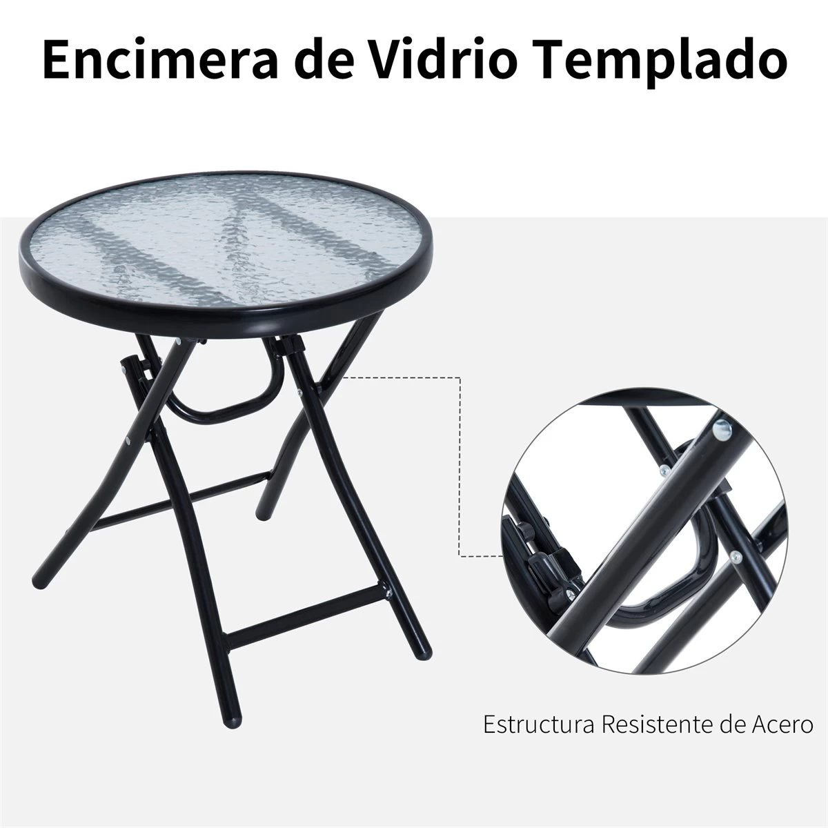 Outsunny Set De Muebles De Jardín Mesa Redonda Ø46x49 Cm Y 2 Sillas Mecedoras 68x90x106 Cm Plegables Con Bloqueo Para Exterior Patio Beige 8 Outsunny Set De Muebles De Jardín Mesa Redonda Ø46x49 Cm Y 2 Sillas Mecedoras 68x90x106 Cm Plegables Con Bloqueo Para Exterior Patio Beige - Imagen 6