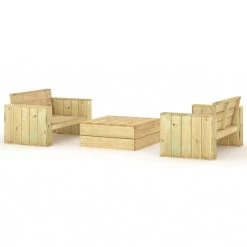 Set De Muebles De Jardín 3 Pzas Madera Maciza Pino Impregnada VidaXL