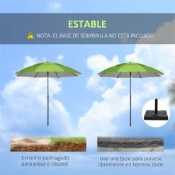 Outsunny Sombrilla De Playa Ø185x205 Cm Parasol Para Terraza Con Techo Doble Ángulo Ajustable Protección UV30+ 8 Varillas De Acero Y Bolsa De Transporte Verde -Tienda de muebles de jardín e3811d8b30b9bcc6190a9581f3398ade0755ece2 53fe104495014c12a8d1c04688950d79