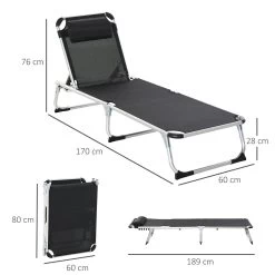 Outsunny Tumbona Plegable Reclinable De Aluminio Con Reposacabezas Extraíble Y Respaldo Transpirable Ajustable En 4 Posiciones Para Jardín Terraza Camping Exterior 170x60x76 Cm Negro -Tienda de muebles de jardín e3e4d0653c93e783e5cc7f94783f80a444a94200 5f0ed7d19aa440d3ae42be437cd0ab6f