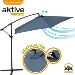 Parasol Excéntrico Banana 300 Cm Gris Mástil Aluminio Aktive Garden -Tienda de muebles de jardín e43983d6344bab2c46221b5837494915a0037b9a 59ade794e82846c28513cc065b5e697c