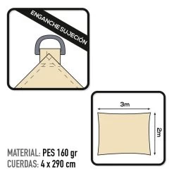 Toldo Vela De Sombreo Rectangular Aktive Garden Color Crema -Tienda de muebles de jardín e455af4c24d8a9d1b070adada9889224d6f655e6 57cb23d2cbbf4ae692c50c84dcc921f2