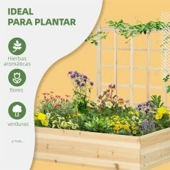 Outsunny Jardinera De Madera Con Enrejado Arriate De Jardín Con Celosía Jardinera De Caja Para Trepadoras Cultivos Verduras Flores 110x116x120 Cm Natural 16 Outsunny Jardinera De Madera Con Enrejado Arriate De Jardín Con Celosía Jardinera De Caja Para Trepadoras Cultivos Verduras Flores 110x116x120 Cm Natural -Tienda de muebles de jardín e54277ed3d821f6cf39a37a3864cc6daa4ac7830 c76427aa70e440ed92ef8d92b0f78272