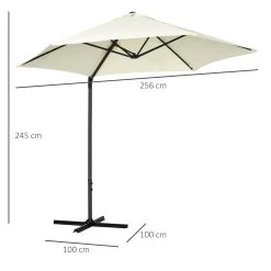 Outsunny Sombrilla De Jardín Ø256x245 Cm Parasol Excéntrico Rotación De 360° Con Apertura Manual Y Base Cruzada Para Patio Terraza Exterior Beige -Tienda de muebles de jardín e5e948fbe80afd8c0525e829ff241d5d6c847513 fa5118c4ede248cdbb8da2e14f2a7e43