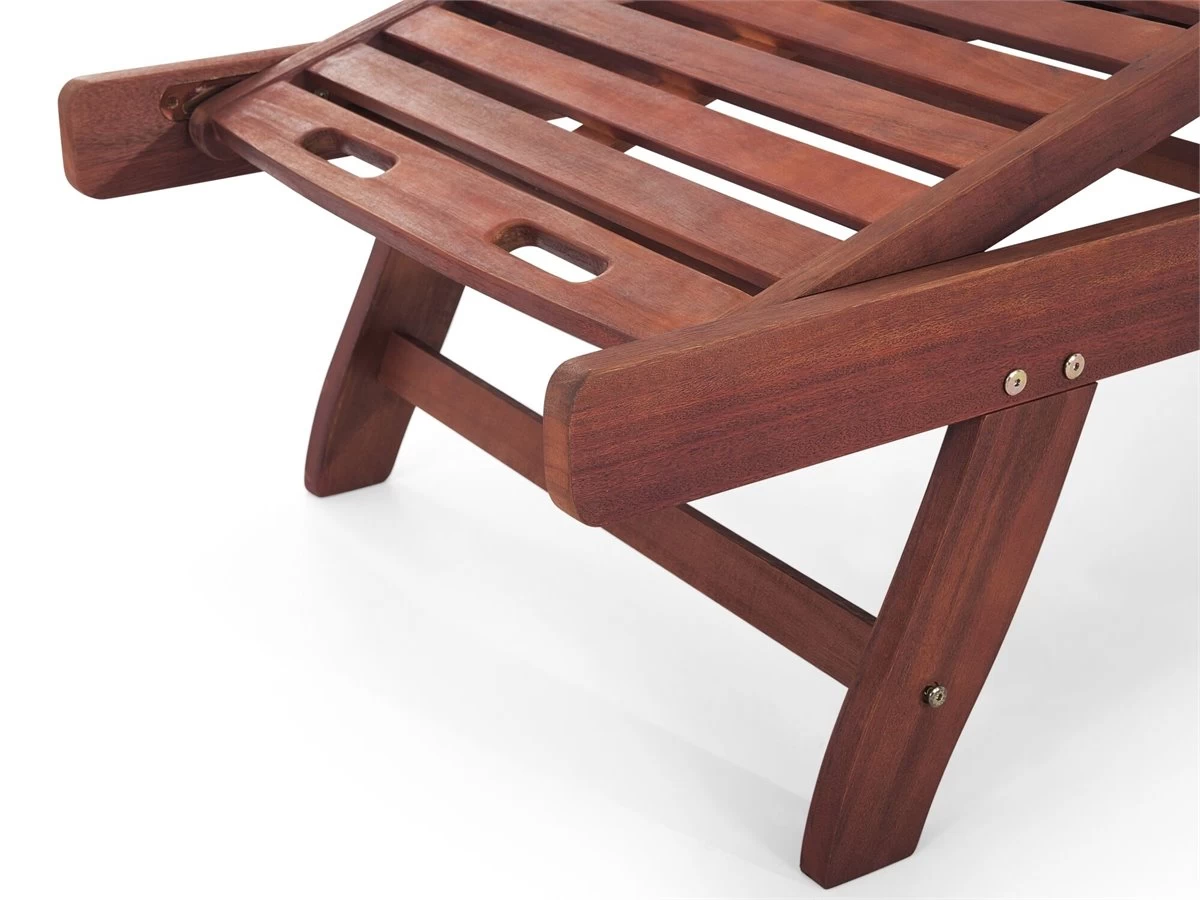 Tumbona De Jardín Madera Con Ruedas Cojín Rayas Azul Beige TOSCANA 9 Tumbona De Jardín Madera Con Ruedas Cojín Rayas Azul Beige TOSCANA - Imagen 7