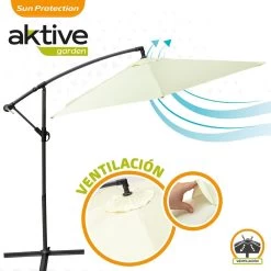 Parasol Excéntrico Banana 270 Cm Crema Mástil Aluminio Aktive Garden -Tienda de muebles de jardín e7c9fd4965bd78f1865f49724f09bb8461aaa204 9ce4e5b95ec44ed09cae089ae66ca54f