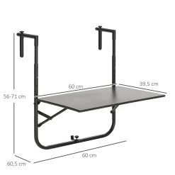 Outsunny Mesa Colgante Para Balcón Mesa De Pared De Acero Con Altura Ajustable En 4 Posiciones Carga Máx. 15 Kg Para Terraza Jardín 60x60,5x56-71 Cm Negro -Tienda de muebles de jardín e7e79823a5e7f7575eb8674f2ae04656f122b9d4 86542ab113a44cc6b3f2a7b3c9c1586b