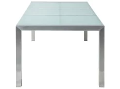 Mesa De Comedor De Metal/vidrio Templado Transparente/plateado 220 X 100 Cm GROSSETO -Tienda de muebles de jardín e81e5cd15f643470d74507f9b19a5988bf7c9f4b 9c959679b7e941828d08e230b3e87531